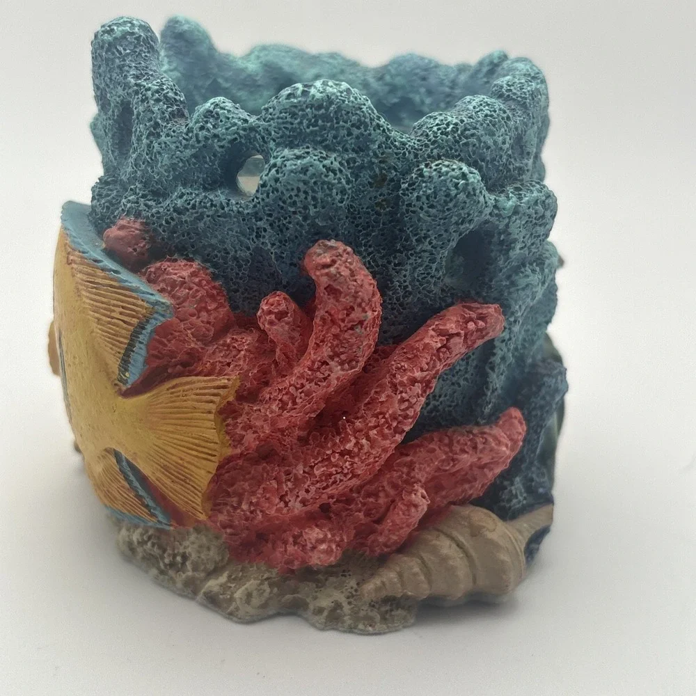 Vintage 1995 Figi Coral Reef‎ w/ Fish & Starfish, New Votive Candle